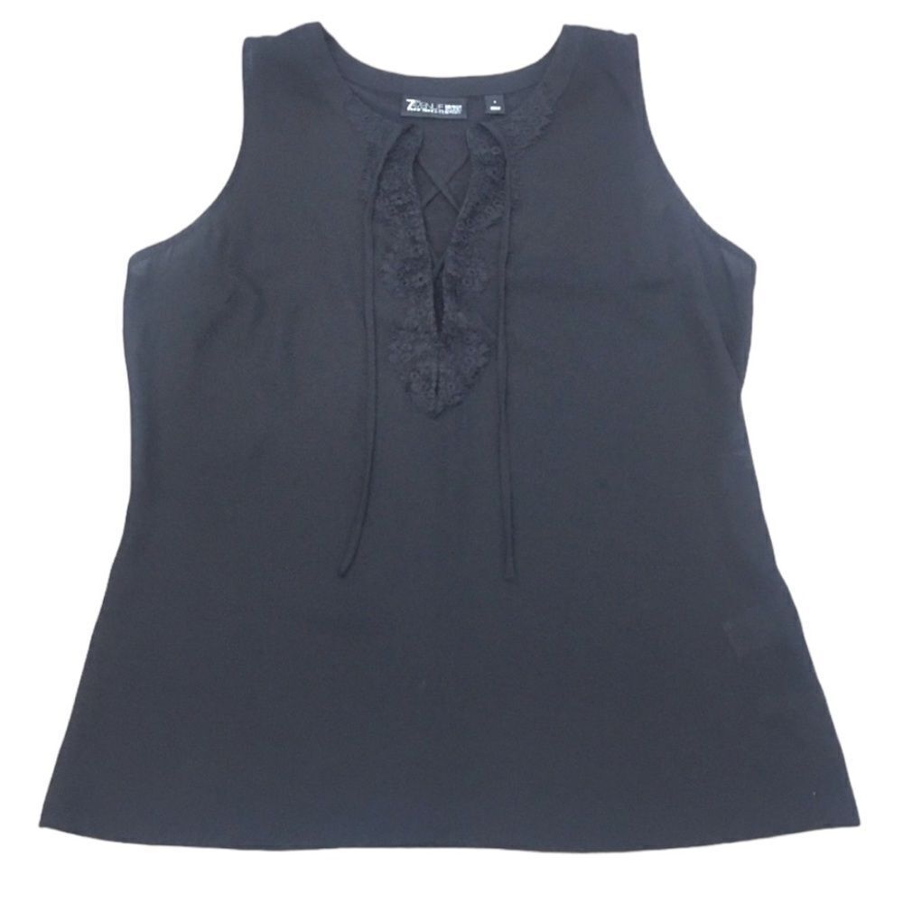 New York & Company 7th Avenue Design Studio Black Lace Up Tank Top
